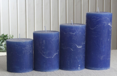Rustik-Stumpenkerzen-Adventsset, groß, 7 cm Ø, blau