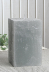 Rustik-Stumpenkerze, viereckig, 12 x 7,5 x 7,5 cm Ø, grau