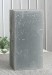 Rustik-Stumpenkerze, viereckig, 15 x 7,5 x 7,5 cm Ø, grau