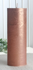 Rustik-Stumpenkerze, 20 x 7 cm Ø, kupfer-metallic
