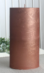 Rustik-Stumpenkerze, 20 x 10 cm Ø, kupfer-metallic