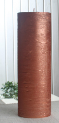 Rustik-Stumpenkerze, 30 x 10 cm Ø, kupfer-metallic