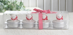 4er-Pack Dekokerze / Teelicht Eisbär auf 4 Pfoten, Geschenkbox