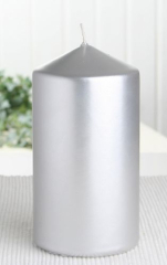 Selbstverlöschende Sicherheitskerze 15 x 8 cm Ø, Silber