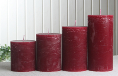 1-B-Ware: Rustik-Stumpen-Adventsset, groß, 7 cm Ø, rubinrot-bord
