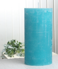 1-B-Ware!!! Rustik-Stumpenkerze, 20 x 10 cm Ø, aqua-türkis