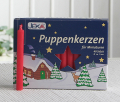 40er-Pack Puppenlichter / Geburtstagskerzen, 7x0,7 cm dünn, Rot