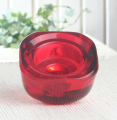 Gies Kombi-Kerzenleuchter aus Glas, 7,5 x 3,5 cm Ø, rot