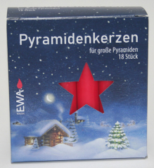 EWA-Pyramidenkerzen (18er Pack), 10,5 x 1,7 cm Ø (dick), Rot