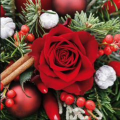 Serviette Red Rose with Fir Brunia, ti-flair