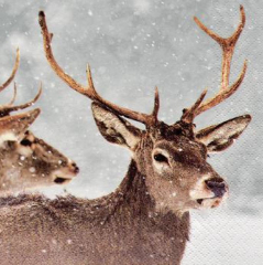 Serviette Red Deers in Winter Scene, ti-flair