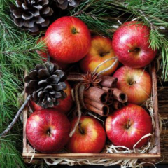 Serviette Red Apples in Wooden Box, ti-flair