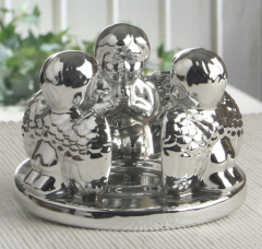 3-Engel-Teelichthalter "Silvery Collection", ca. 11,5 Ø x 8 cm