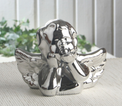 Deko-Engel MITTEL/Kusshand "Silvery Collection", ca. 13 x 10 cm