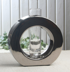 Vase OVAL mit Reagenzglas "Silvery Collection", ca. 16 x 14,5 x 5 cm (BxHxT)