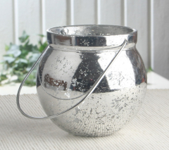Windlicht-Laterne GROSS "Silvery Collection", ca. 10,5 x 10 cm