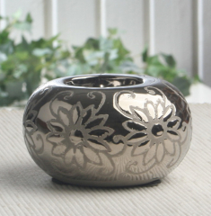 Teelichthalter Blumenornament "Silvery Collection", ca. 9 x 5 cm