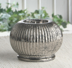 Teelichthalter antik-geriffelt "Silvery Collection", ca. 9 x 6 cm