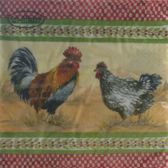 Serviette Rooster and hen, ti-flair