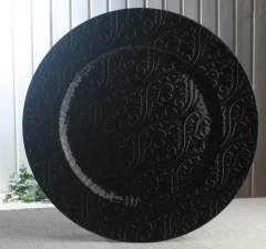 Dekoteller Ornamente Schwarz mit Glasureffekt, Ø ca. 33 cm