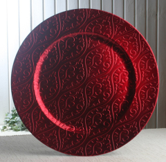 Dekoteller "Ornamente Rot" mit Glasureffekt, Ø ca. 33 cm