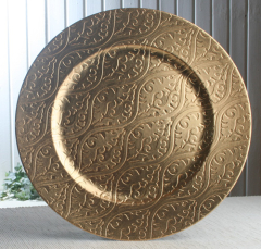 Dekoteller "Ornamente Hellgold" mit Glasureffekt, Ø ca. 33 cm
