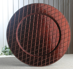 Dekoteller "Rautenoptik Kupfer" mit Glasureffekt, Ø ca. 33 cm