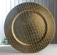 Dekoteller "Schlangenoptik Dunkelgold", Ø ca. 33 cm