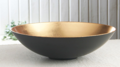 Dekoschale "Hellgold/Schwarz" mit Glasureffekt, Ø ca. 28 cm