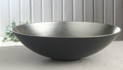 Dekoschale Silber/Schwarz mit Glasureffekt, Ø ca. 28 cm