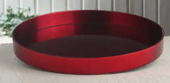 Dekotablett Rot mit Glasureffekt, Ø ca. 22 cm