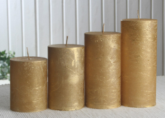 1-B-Ware: Rustik-Stumpenkerzen-Adventsset, mittel, 6 cm Ø gold-metallic