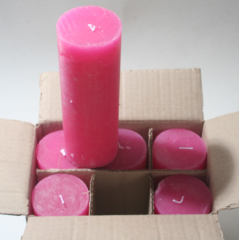 Posten 500: 1-B-Ware, 6 x Rustik-Kerzen 20 x 7 cm Ø, pink