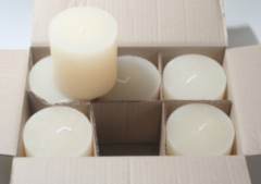 Posten 508: 1-B-Ware, 6 x Rustik-Kerzen 10 x 10 cm Ø, creme