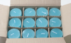 Posten 563: 1-B-Ware, 12 x Rustik-Kerzen 8 x 5 cm Ø, aqua-türkis