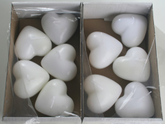 Posten 542: 1-B-Ware, 10 x XL-Schwimmkerze Herzform 5 x 8 cm Ø, weiß