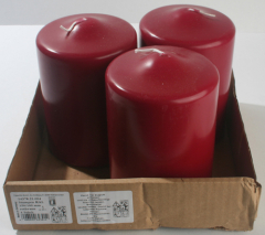Posten 551: 3 x Stumpenkerzen, 15x10 cm, Bordeaux
