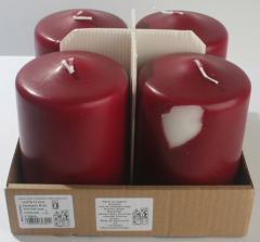 Posten 552: 1-B-Ware, 3XL-Stumpenkerzen-Advents-Set, 15x10 cm, 4er-Pack, Bordeaux
