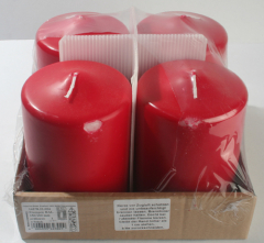 Posten 554: 1-B-Ware, 3XL-Stumpenkerzen-Advents-Set, 15x10 cm, 4er-Pack, Rubinrot
