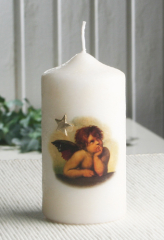 Deko-Stumpenkerze "Engel Raffael", 12 x 6 cm Ø, vanilla