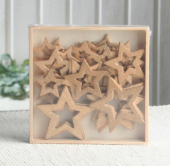 Holzsterne "Silhouette", 3-fach sortiert, gold/spitz