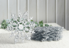 Anhänger "Schneeflocke Silber", Glitzer, Ø 10 cm, 12er Pack