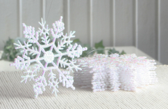 Anhänger "Schneeflocke Weiß/Rosa", Glitzer, Ø 10 cm, 12er Pack