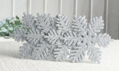 Anhänger Snowflake Silber, Glitzer, Ø 9,5 cm, 4er Pack