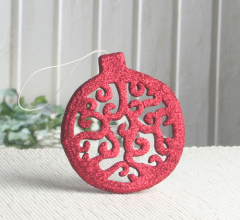 Glitzer-Anhänger "Weihnachtskugel", rot, Ø 8,5 cm