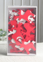 Holzstreuteile "Elch", 48 Stück, weiß/rot