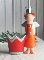 Keramik-Engel Ben mit Kerze, stehend, orange
