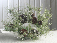 Kerzenkranz "Tanne + Zapfen + Schnee", ca. 25 cm Ø