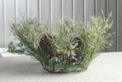 Kerzenkranz "Tanne + Zapfen + Schnee", ca. 25 cm Ø