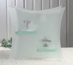 Glas-Teelichthalter Sternendesign, für 2 Teelichte, ca. 17 x 17 cm